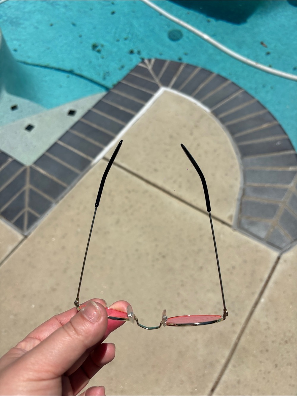 Little Round Pink Lens Sunglasses Gold Frame - Picture 3 of 4